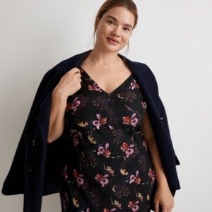 Wide V-Neck Midi Dress | Floral Cupro Blend